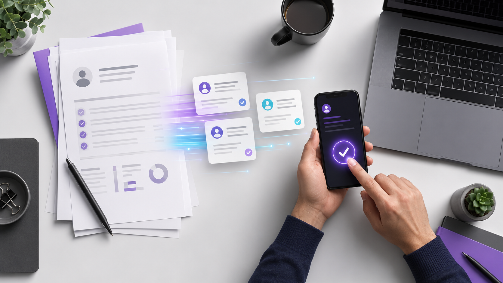 Colaborador acessando holerite digital e documentos pelo celular