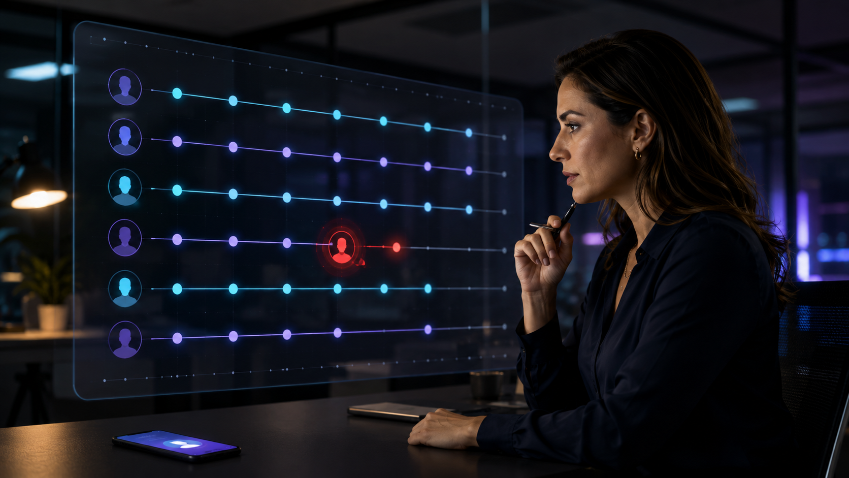 Gestor analisando possíveis fraudes no registro de ponto digital.
